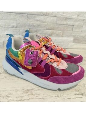 KURT GEIGER LONDON Suede Kurt Runner Sneakers Women’s SZ 38.5EU-8 US RAINBOW New